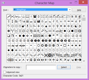Character Map - Wingdings